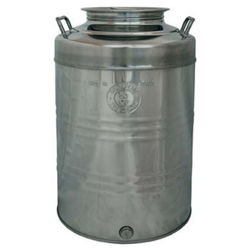 foto del prodotto contenitore fusto botte per olio belvivere da 25 lt in acciaio inox 18 10 predisposizione rubinetto attacco 1 2' vino birra acciaio inox lt. 25