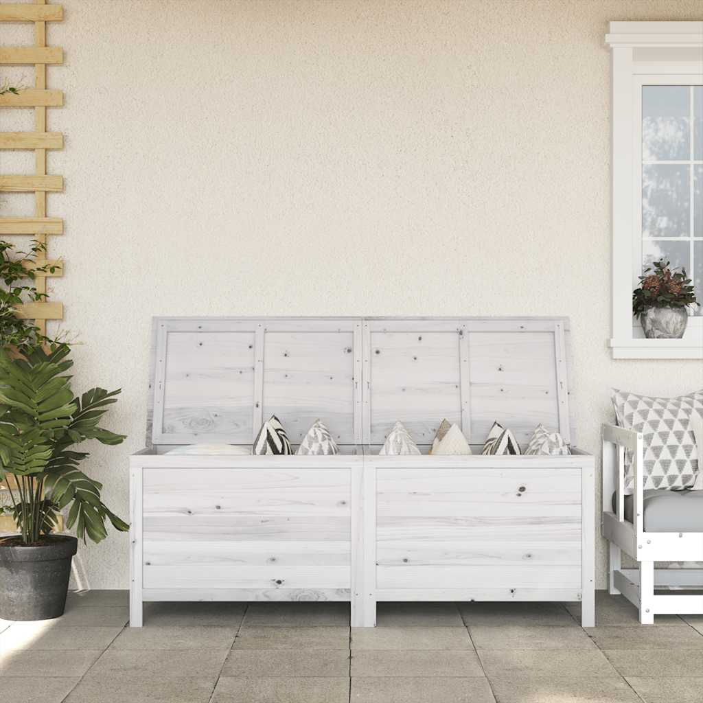 foto del prodotto contenitore giardino bianco 150x50x56,5 cm legno massello abetecod mxl 81954