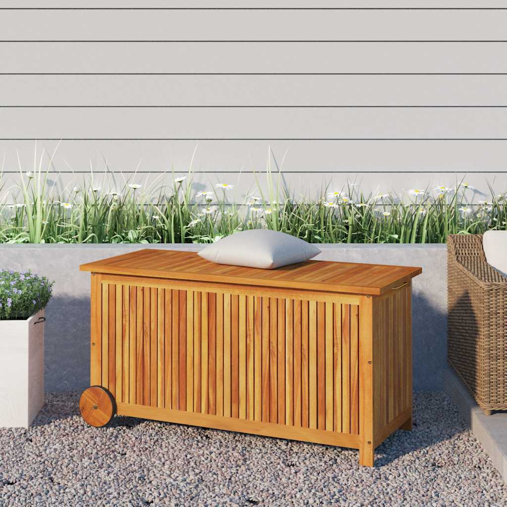 foto del prodotto contenitore giardino con ruote 113x50x58 legno massello acacia cod mxl 69839