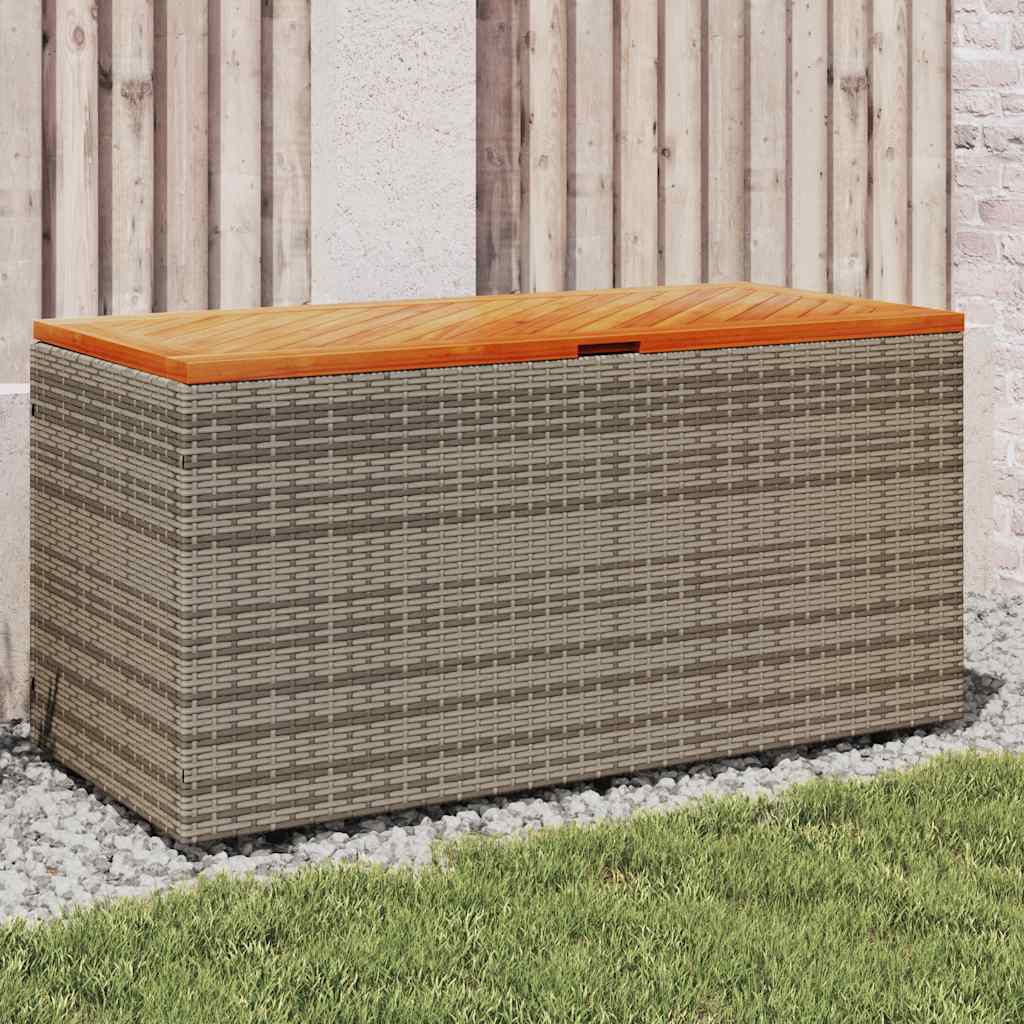 foto del prodotto contenitore giardino grigio 110x50x54cm polyrattan legno acacia