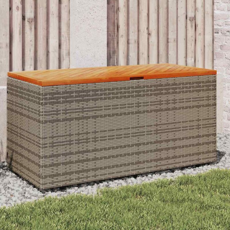 foto del prodotto contenitore giardino grigio 110x50x54cm polyrattan legno acacia vidaxl