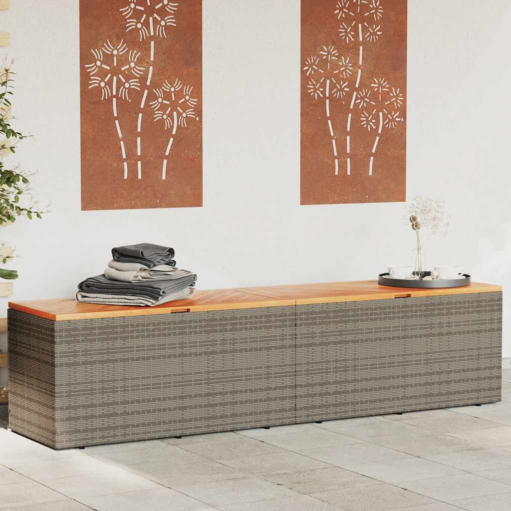 foto del prodotto contenitore giardino grigio 220x50x54cm polyrattan legno acaciacod mxl 89713