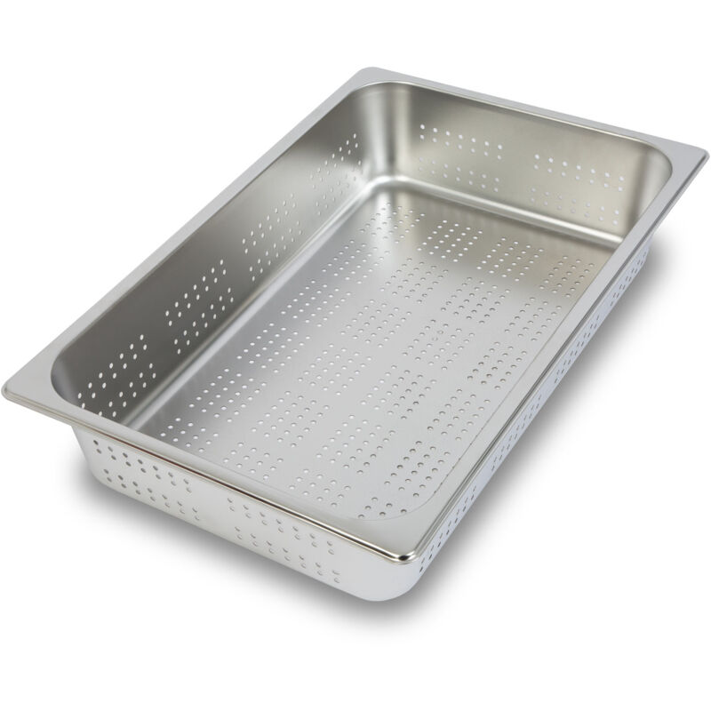 foto del prodotto contenitore gn 1 1 gastro norm gastronorm acciaio inox, profondit 100 mm, forato, resistente ai graffi, intervallo di temperatura da 40 a 300 c,