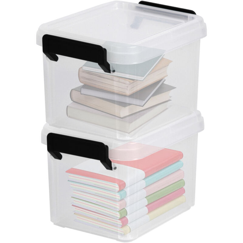 foto del prodotto contenitore in plastica con coperchio a clip, set di 4, 2 l, senza bpa, facile da trasportare, robusto, soggiorno, camera da letto, ufficio ddmbx 2