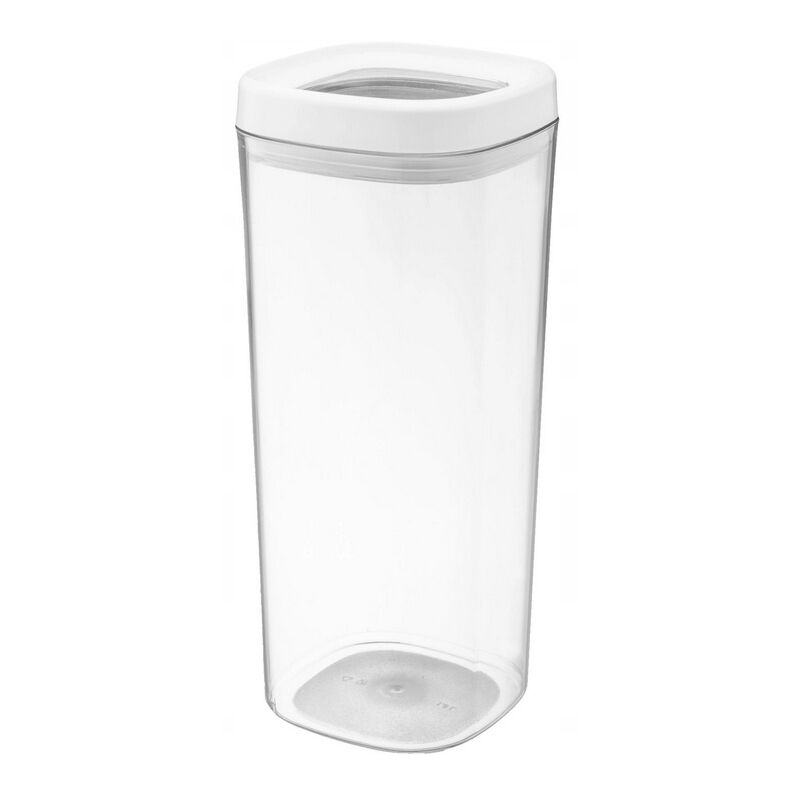 foto del prodotto contenitore in plastica trasparente con coperchio per farina, cereali, zucchero e pasta 1800 ml, bianco kadax