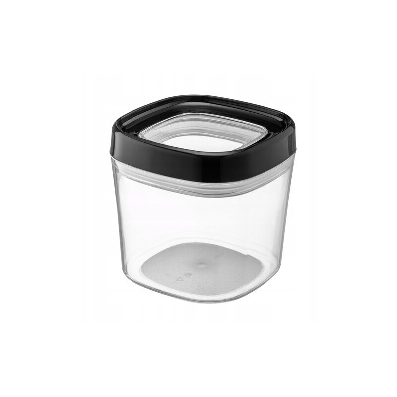 foto del prodotto contenitore in plastica trasparente con coperchio per farina, cereali, zucchero e pasta 600 ml, nero kadax