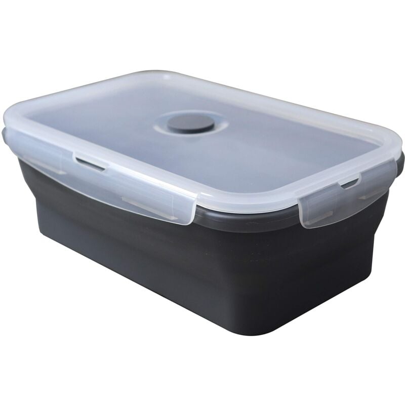 foto del prodotto contenitore lunch box universale in silicone per conservazione, cottura, porta pranzo, 1200 ml. salvaspazio 21x5x13,8x7,5cm colore grigio 