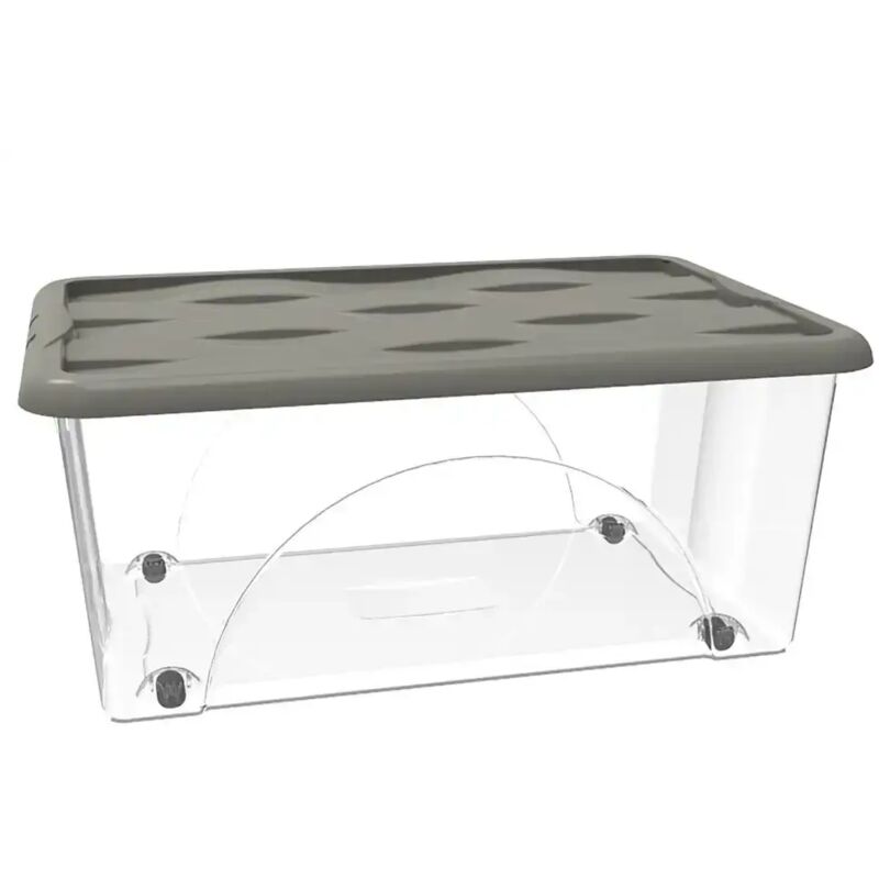 foto del prodotto contenitore multiuso storage box 45 lt, - col. trasparente grigio talpa