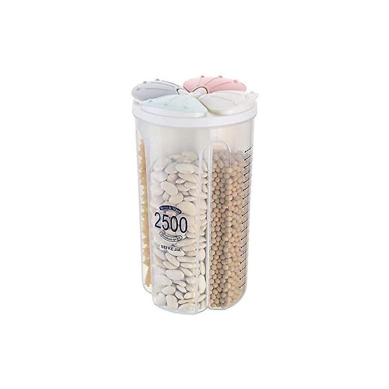 foto del prodotto contenitore per alimenti a 4 scomparti per cereali, avena e pasta 4 scomparti da 2500 ml , 1 pezzo
