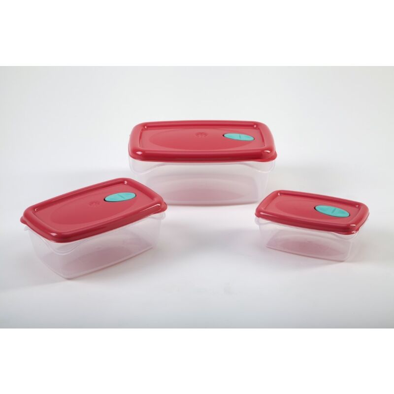 foto del prodotto contenitore per alimenti chiusura ermetica plastica 3 pezzi 0.5 1 2 litri bama