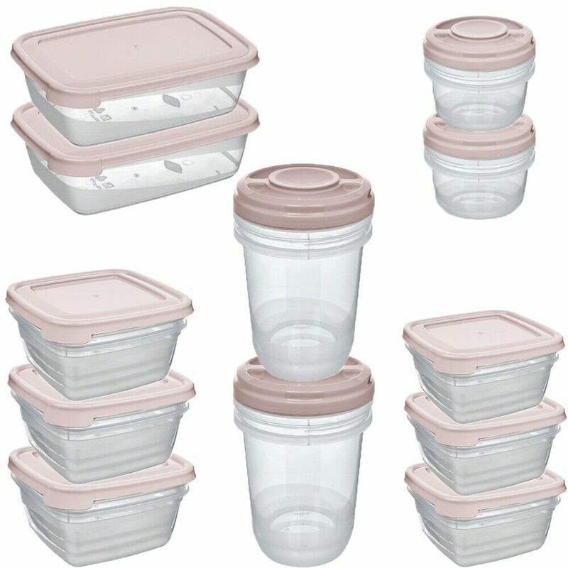foto del prodotto contenitore per alimenti con coperchio set 12 barattoli frigo impilabile cucina casa salvafreschezza riutilizzabile in plastica colorigenerali 