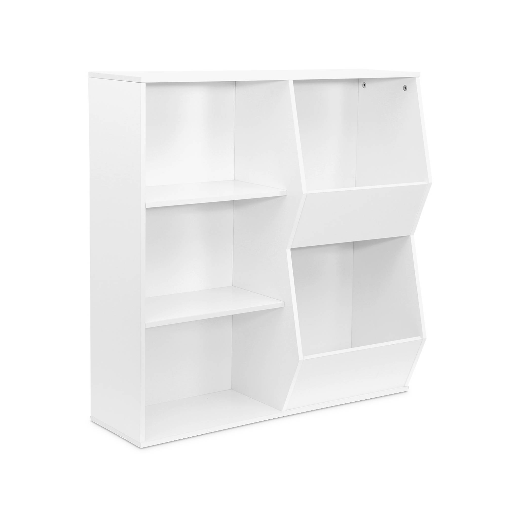 foto del prodotto contenitore per bambini, 3 ripiani e 2 vani portaoggetti, bianco