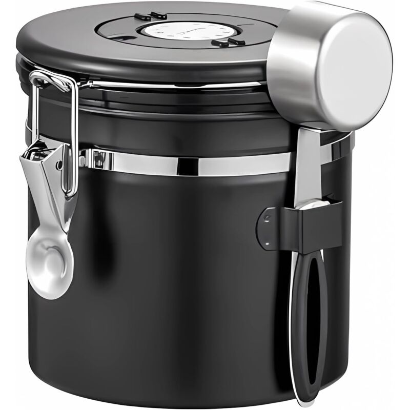 foto del prodotto contenitore per caff in acciaio inossidabile contenitore ermetico per conservare i chicchi di caff , capacit 1200 ml con cucchiaio dosatore e