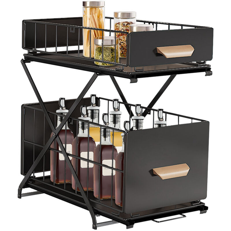 immagine 0 del prodotto contenitore per cassetti da cucina sottolavello a 2 livelli, nero, per bagno sottolavello