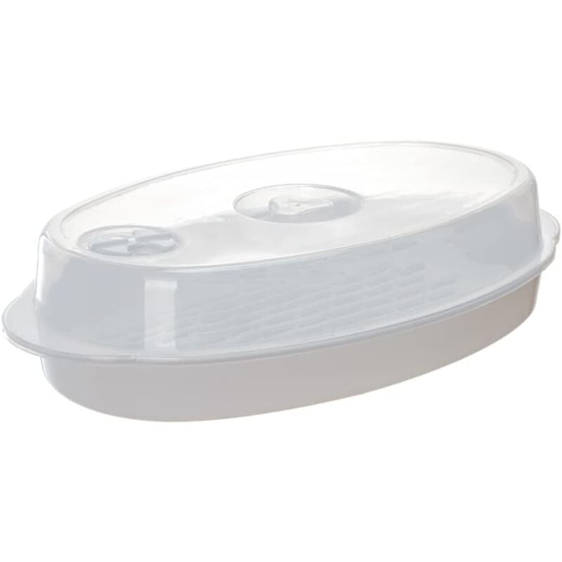 foto del prodotto contenitore per cottura a vapore per forno a microonde 2 in 1 con coperchio, piastra di copertura per microonde e teglia per cuocere panini al