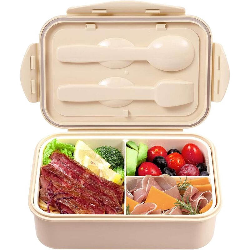foto del prodotto contenitore per il pranzo per bambini, contenitore per il pranzo con cucchiaio e forchetta, contenitore per il pranzo scolastico a prova di perdite,