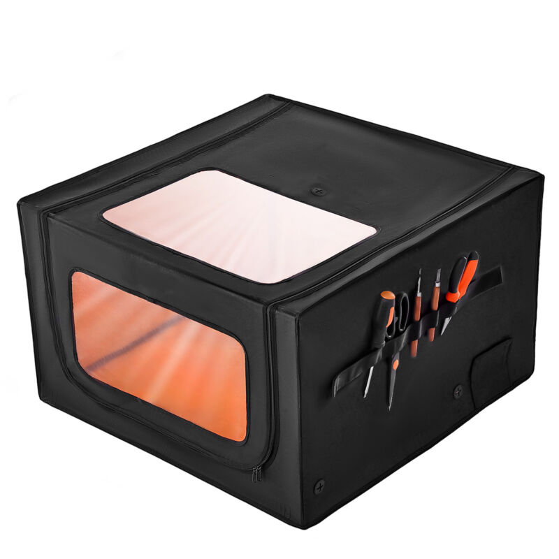 foto del prodotto contenitore per incisore laser,31,5x31,5x19,6 ,visione bidirezionale,copertura protettiva ignifuga ignifuga,ventola di scarico,isolamento dal