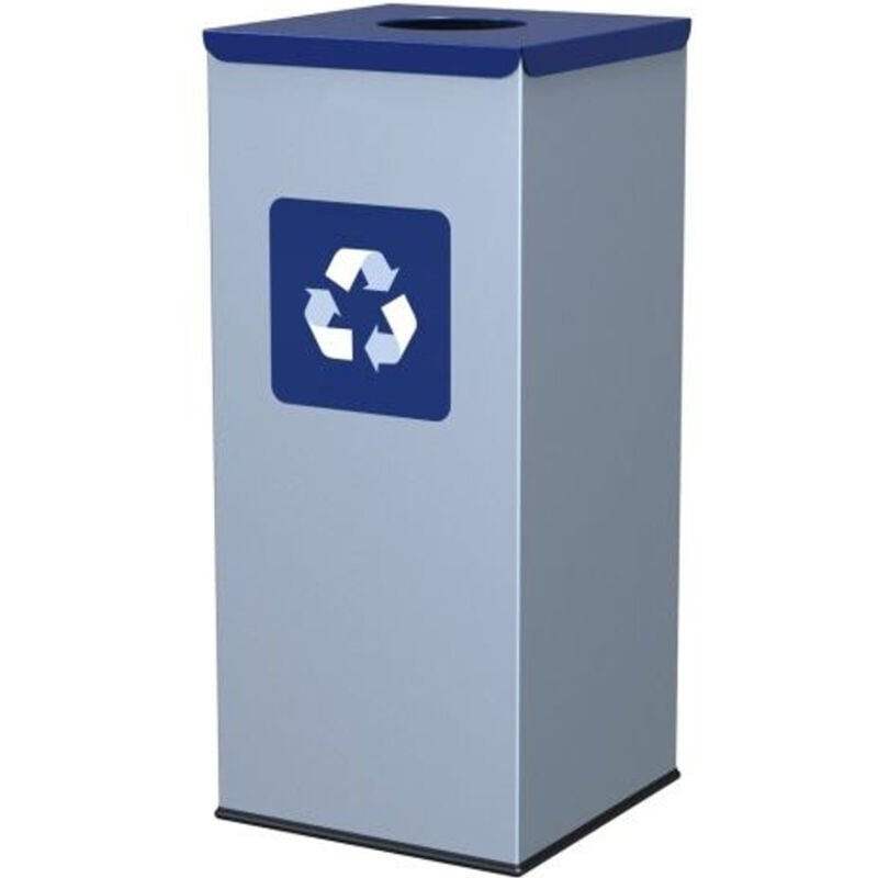 foto del prodotto contenitore per la raccolta differenziata dei rifiuti metallici 30x30x70cm 60l carta - coperchio blu