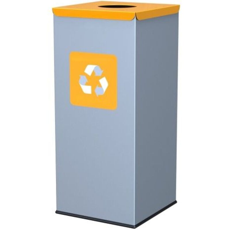 foto del prodotto contenitore per la raccolta differenziata dei rifiuti metallici 30x30x70cm 60l plastica - coperchio giallo