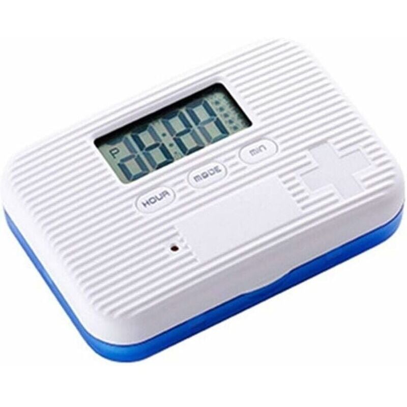 foto del prodotto contenitore per medicinali con promemoria elettronico intelligente, contenitore per pillole, allarme, contenitore per pillole blu 