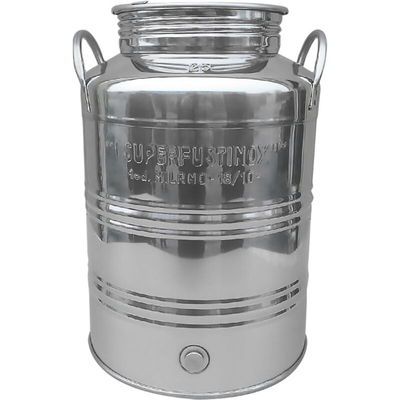 foto del prodotto contenitore per olio modello milano lt 30 in acciaio inox con predisposizione rubinetto attacco 1/2 ' botti fusti