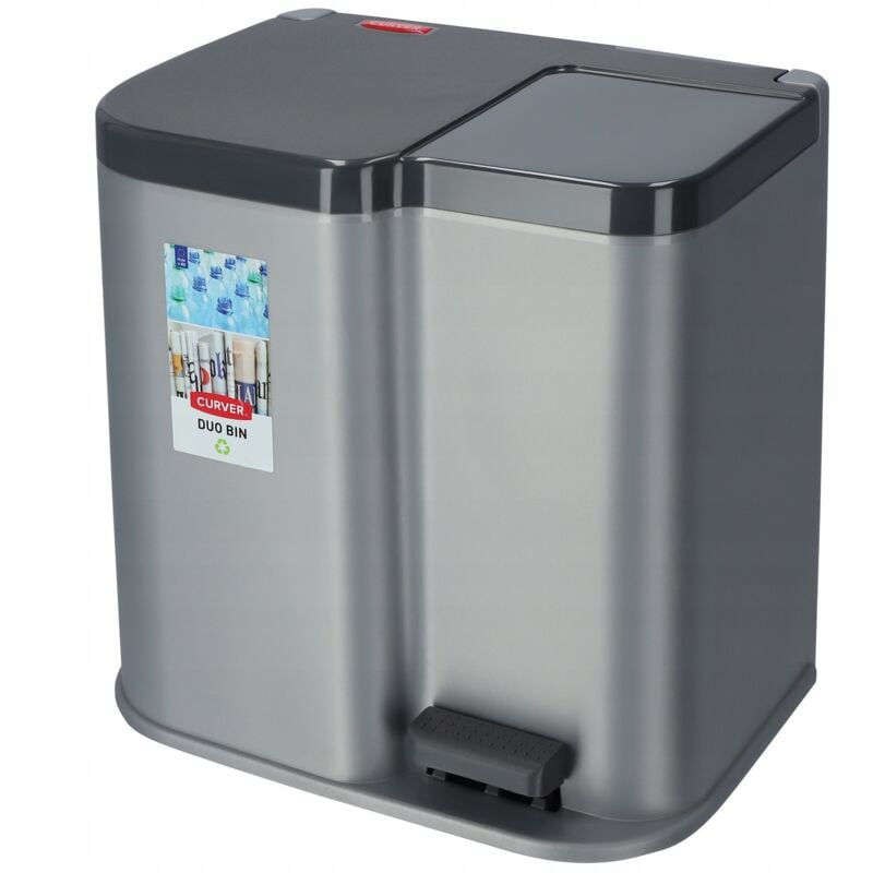 foto del prodotto contenitore per raccolta differenziata curver argento grigio scuro 30 x 40 x 40,5 cm