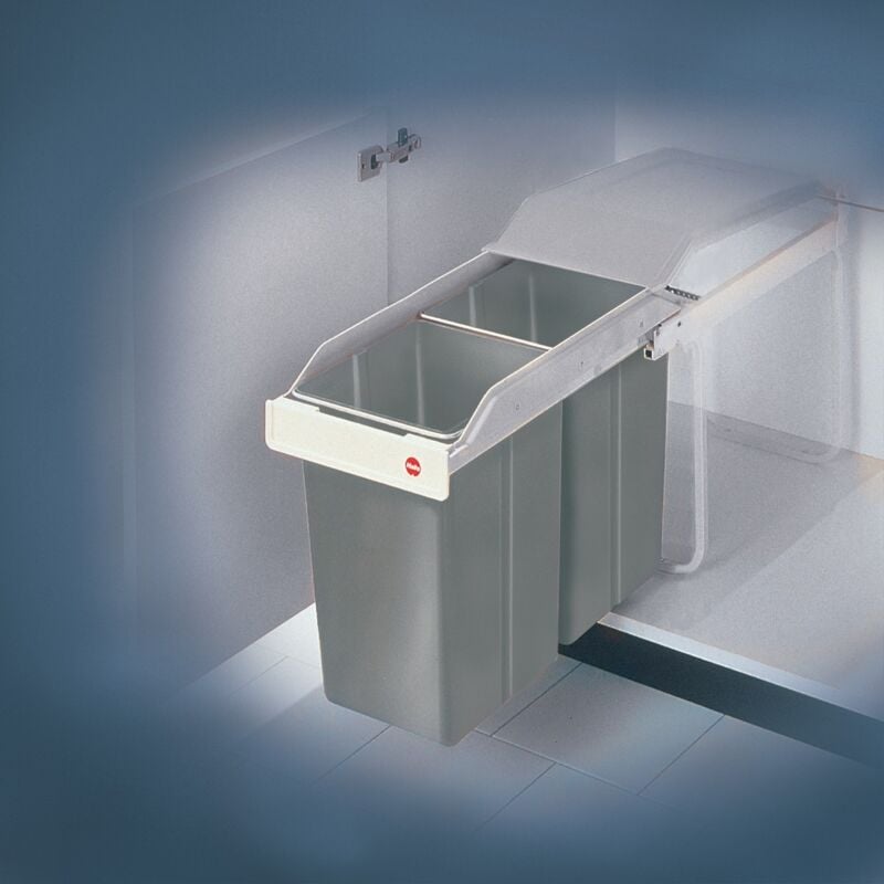 foto del prodotto contenitore per rifiuti multi box 2 x 15l b260xt510xh460mm grigio per mobili sottofinestra a partire da b.300mm