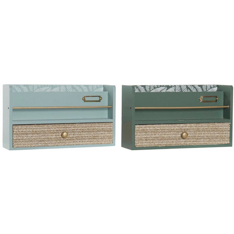 foto del prodotto contenitore per sistemare multiuso dkd home decor ld-181379 verde polipropilene legno mdf 30 x 9 x 1