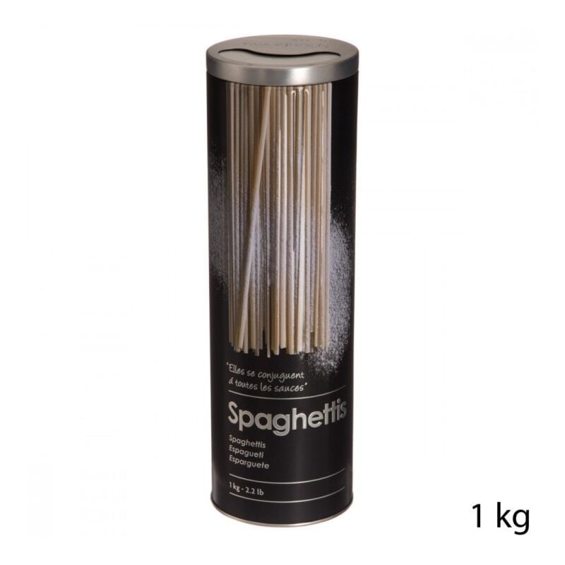 immagine 0 del prodotto contenitore per spaghetti in ferro con rilievo nero 1kg diametro 8,5x h27 cm