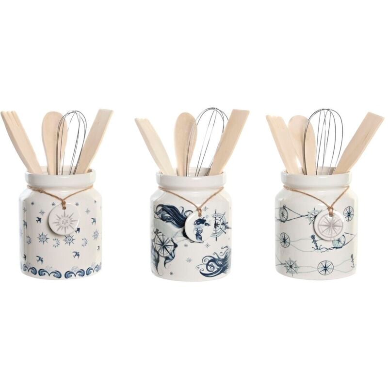 foto del prodotto contenitore per utensili da cucina dkd home decor metallo dolomite legno mdf 12 x 12 x 25 cm (3 unità)