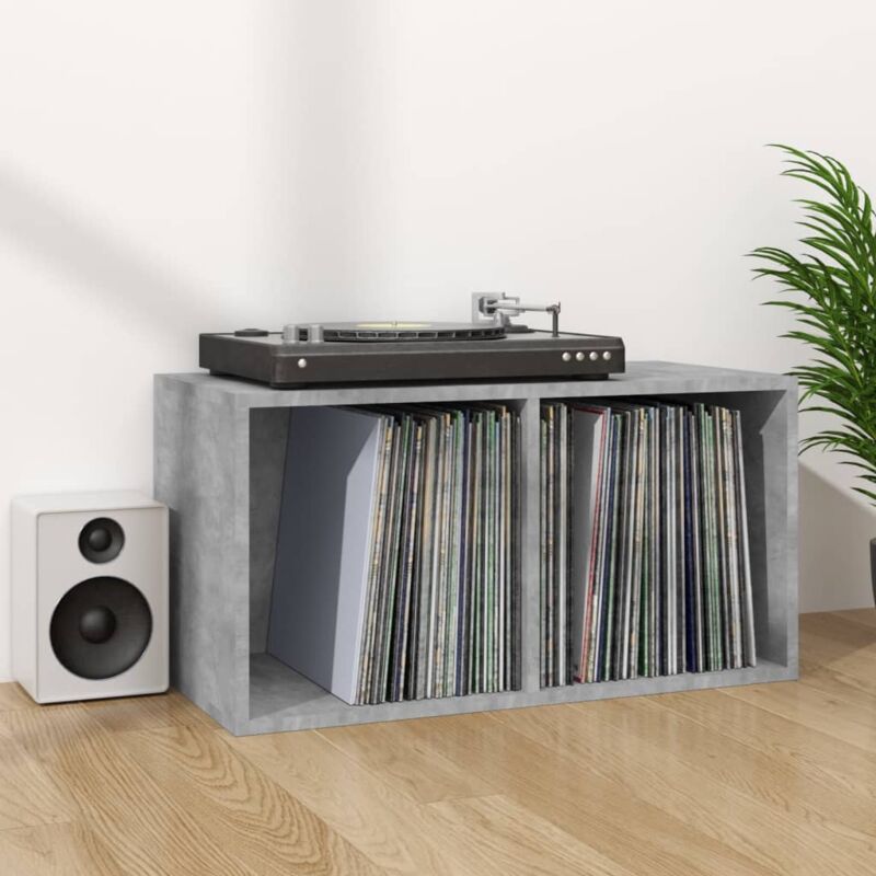 foto del prodotto contenitore per vinili grigio cemento 71x34x36cm in multistrato vidaxl