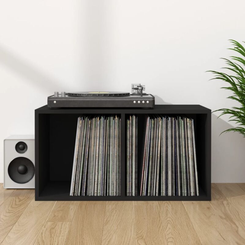 foto del prodotto contenitore per vinili nero 71x34x36 cm in legno multistrato vidaxl