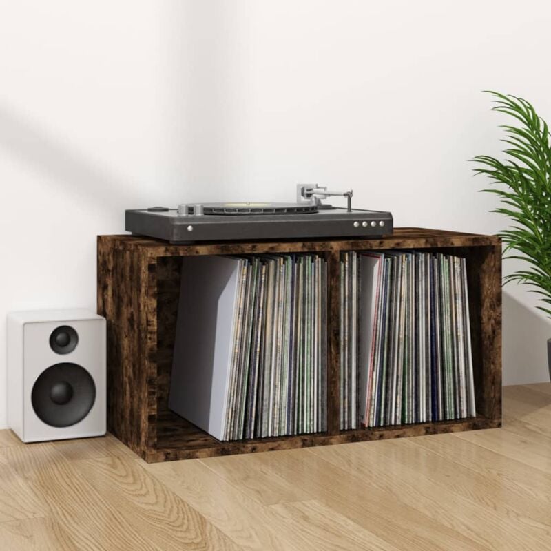 foto del prodotto contenitore per vinili rovere fumo 71x34x36cm legno multistrato vidaxl