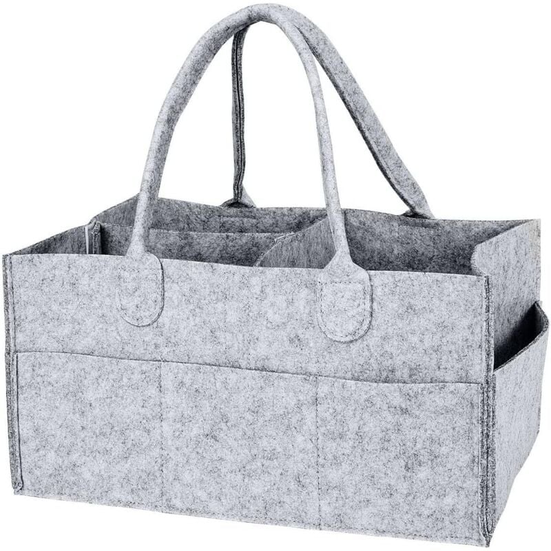 foto del prodotto contenitore pieghevole per pannolini, contenitore per pannolini per bambini, cestino portaoggetti portatile per la cameretta dei bambini grigio
