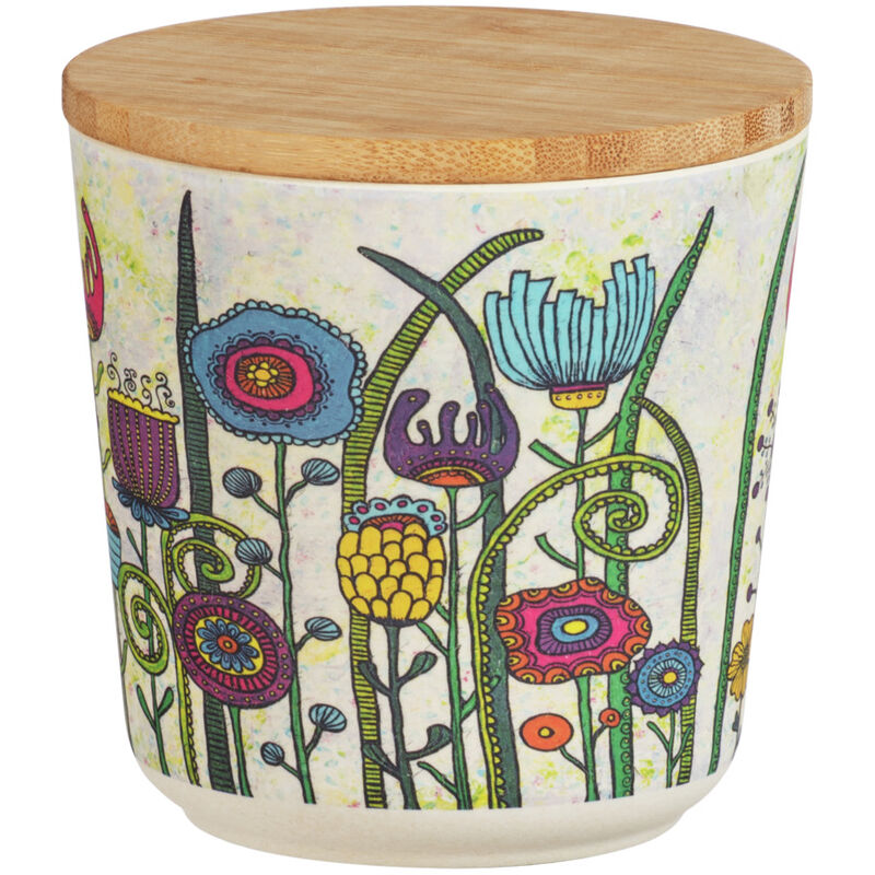 foto del prodotto contenitore pla flowers da 0,5 l, con coperchio in bamb e anello in silicone per conservazione ermetica, multicolore, plastica pla multicolore,