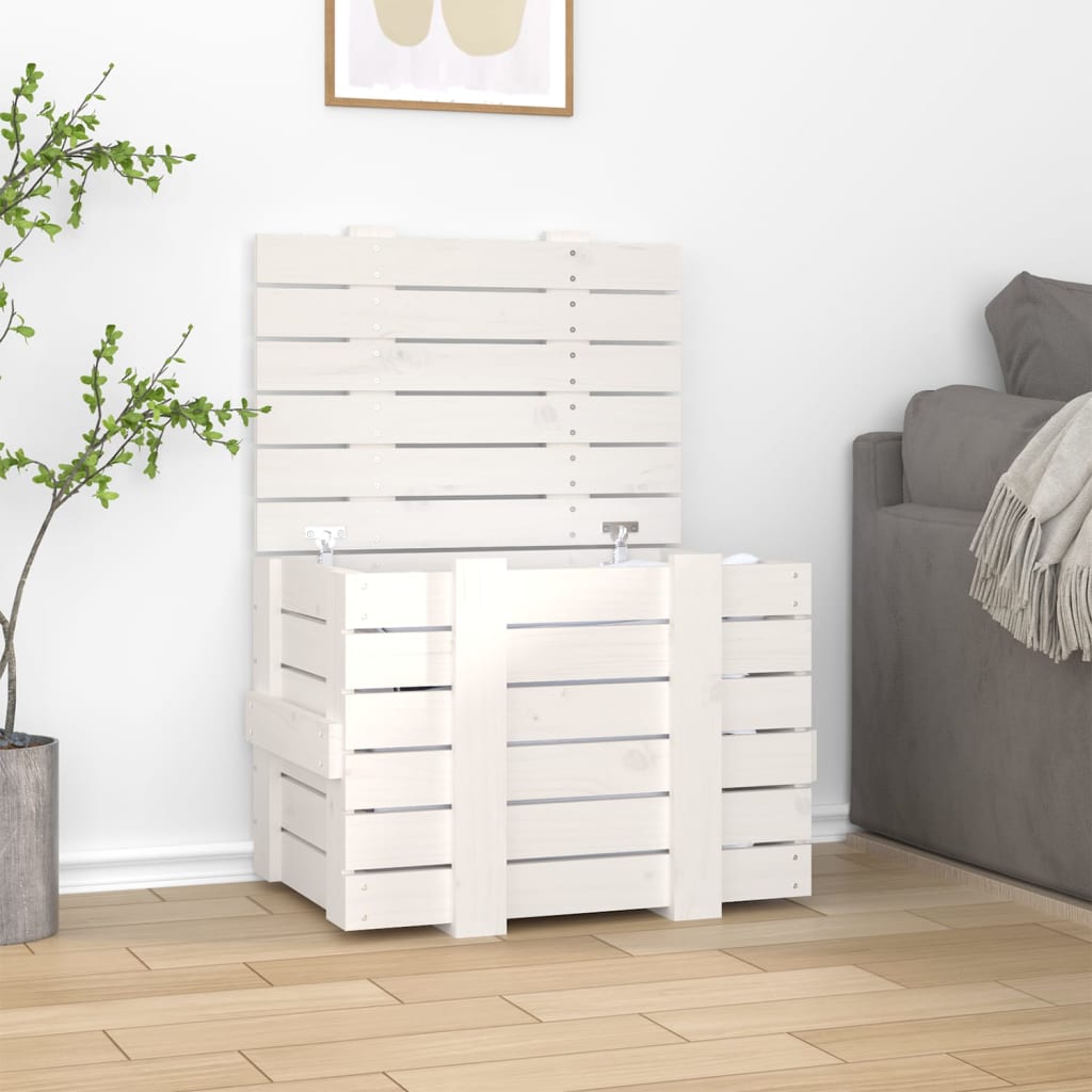 foto del prodotto contenitore portaoggetti bianco 58x40,5x42 cm massello di pino