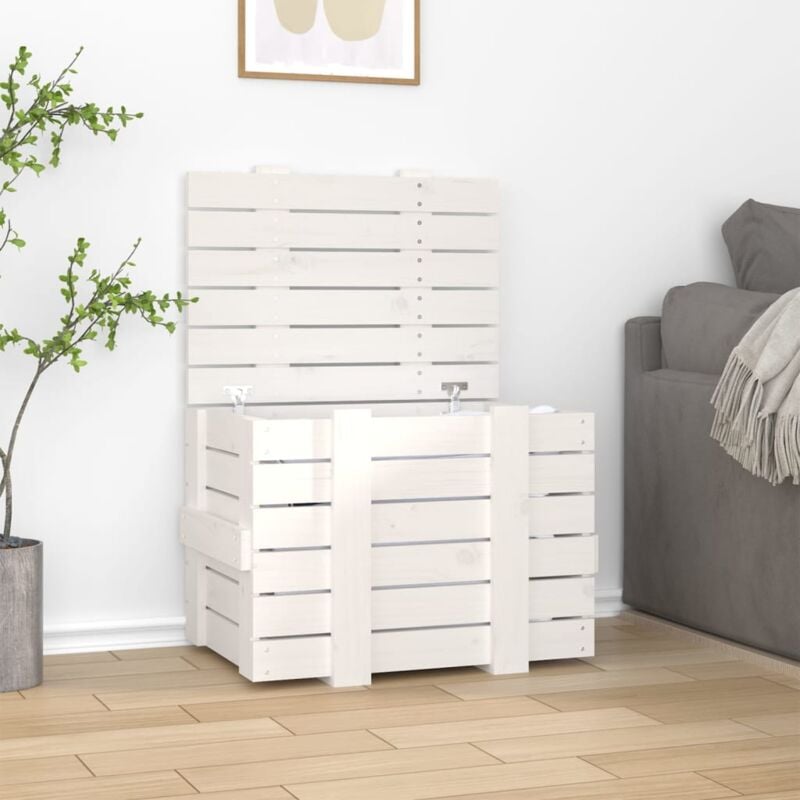 foto del prodotto contenitore portaoggetti bianco 58x40,5x42 cm massello di pino vidaxl 305710