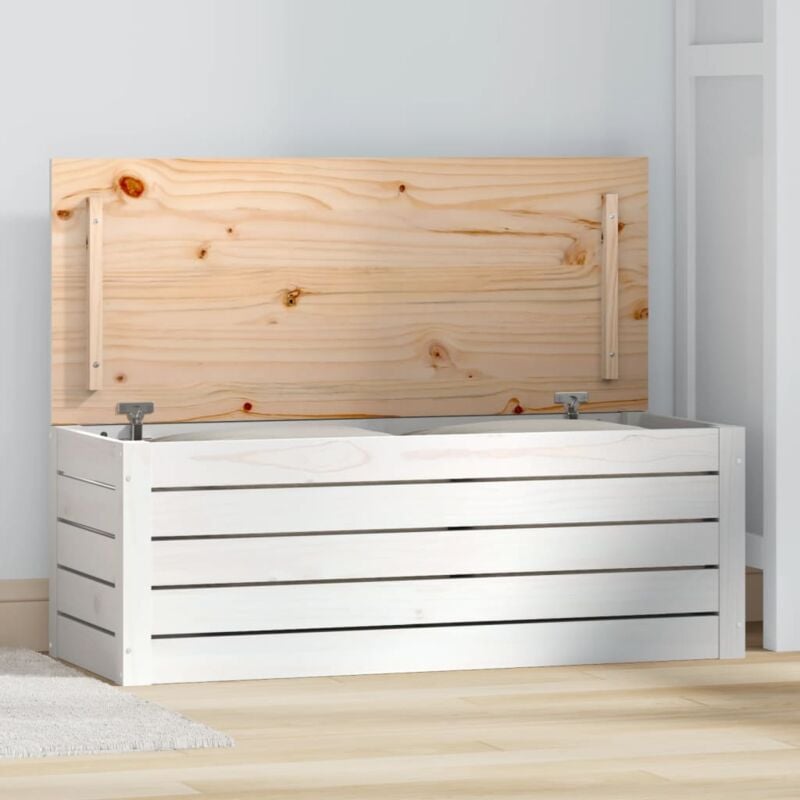 foto del prodotto contenitore portaoggetti bianco 89x36,5x33cm massello di pino vidaxl