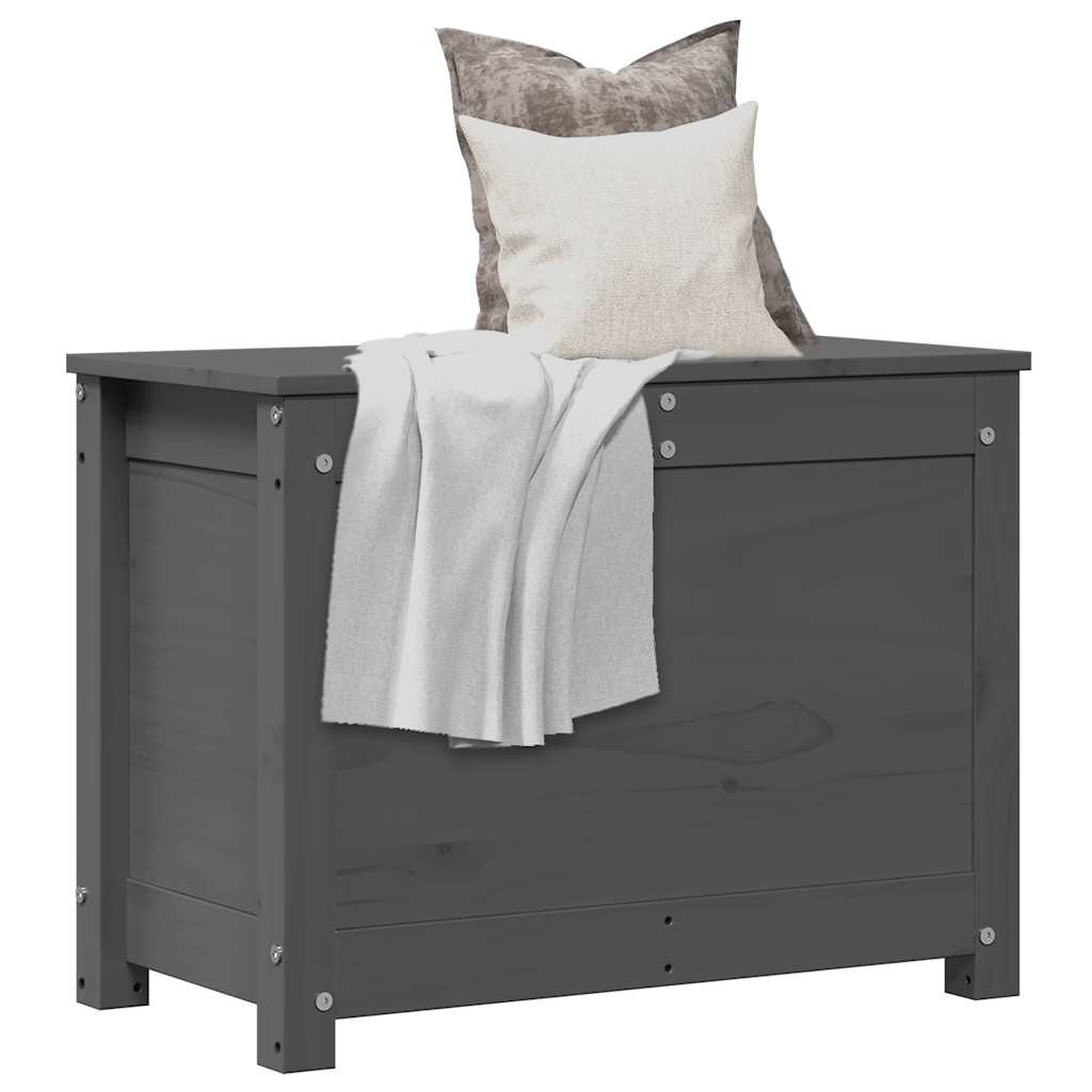 foto del prodotto contenitore portaoggetti grigio 60x32x45,5cm massello di pino cod mxl 62564