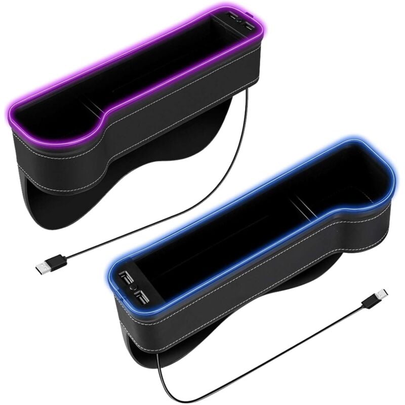 foto del prodotto contenitore portaoggetti per console centrale auto in 2 pezzi, organizer per riempire gli spazi vuoti del sedile auto con portabicchieri, porta usb e