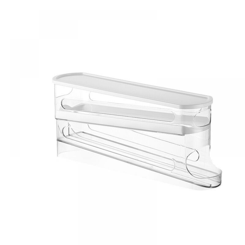 foto del prodotto contenitore portauova salvaspazio con ruote per la porta laterale del frigorifero plastica resistente bebusingoto