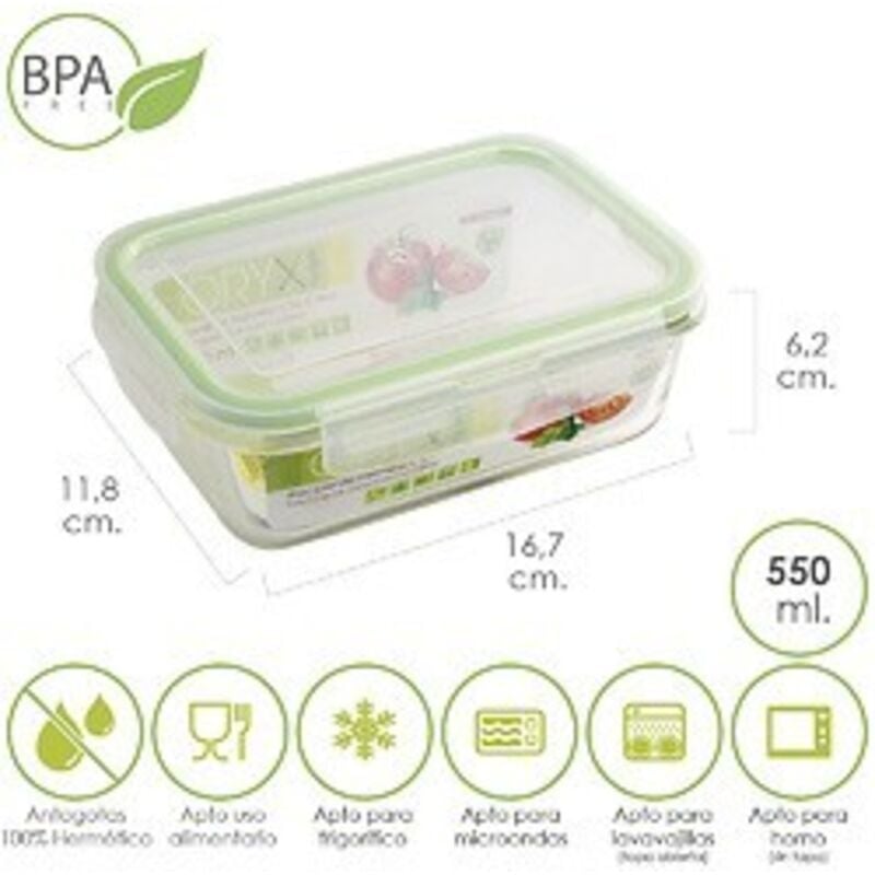 foto del prodotto contenitore rettangolare ermetico in vetro 550 ml. 16,7 x 11,8 x 6,2 h cm. - oryx