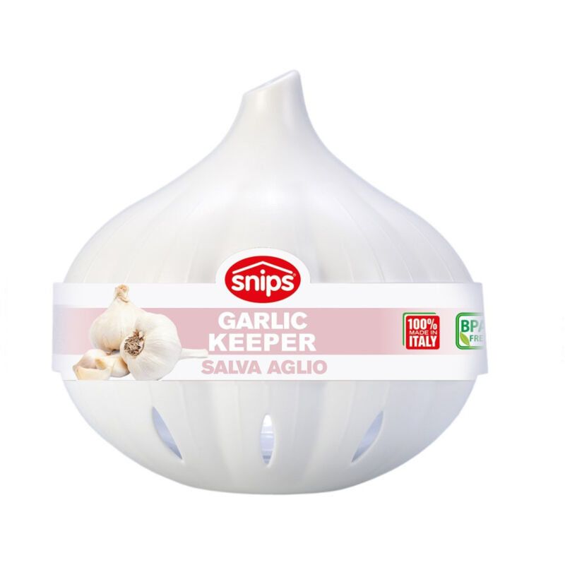 foto del prodotto contenitore salva aglio salva freschezza in plastica trasparente e bianco trade shop traesio