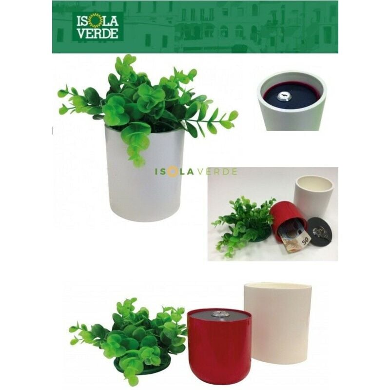 foto del prodotto contenitore segreto portavalori forma vaso con pianta arregui c9351