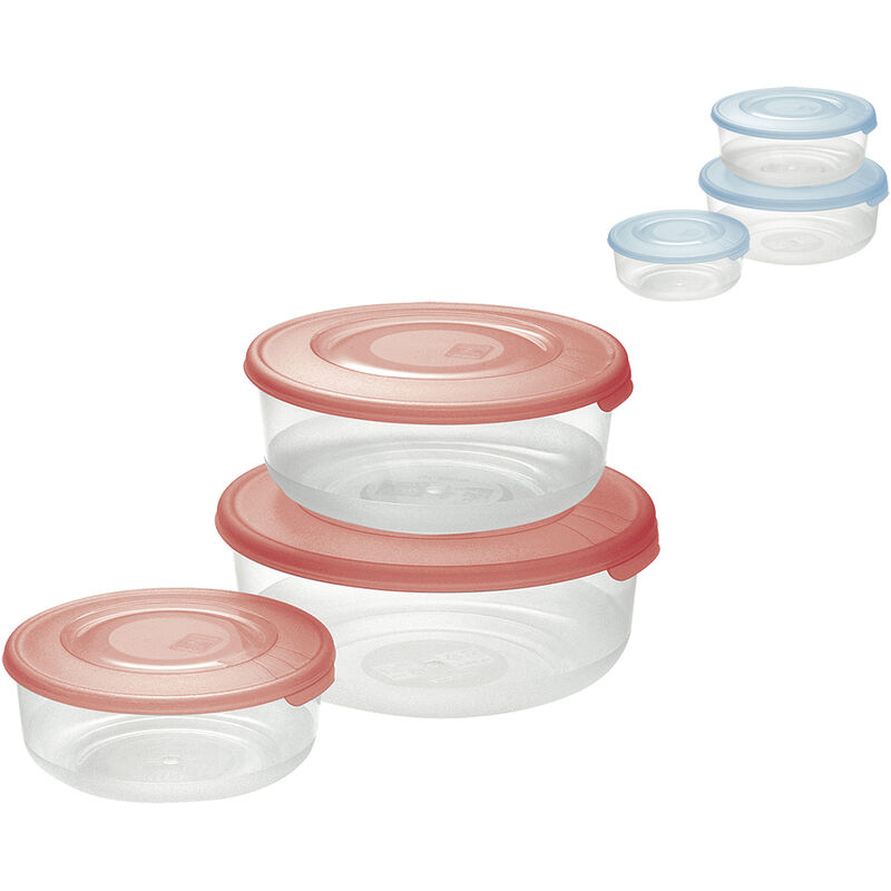 foto del prodotto contenitore tondo in plastica set frigo box coperchio acqua trasparente