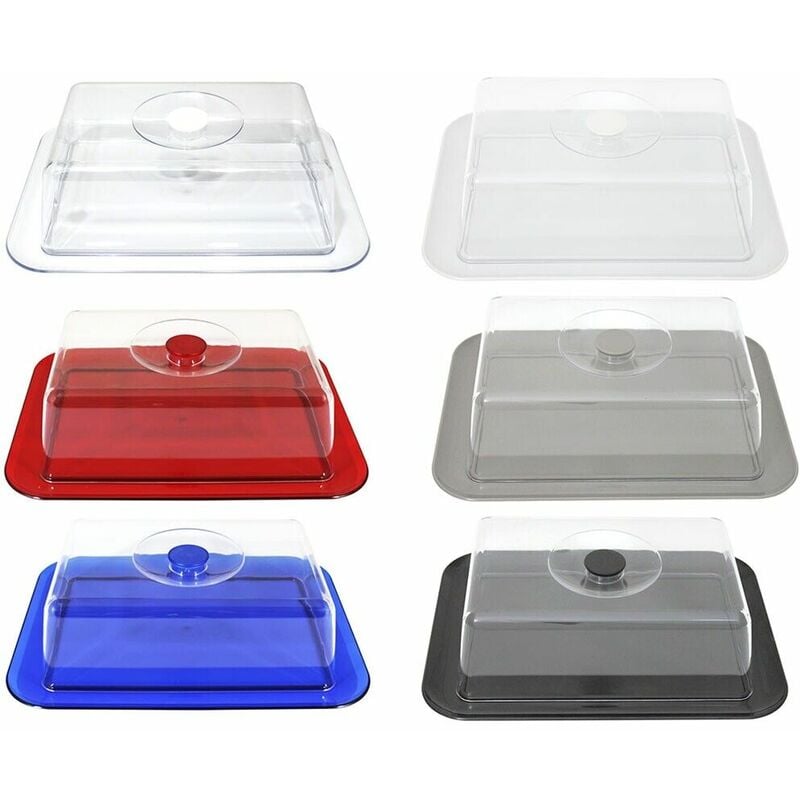 foto del prodotto contenitore vassoio rettangolare frigo porta pane formaggio per cucina 32cm coperchio blu rosso bianco trasparente tortora nero colorigenerali 