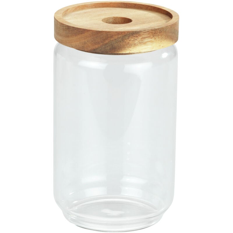 foto del prodotto contenitore vido da 700 ml, barattolo in vetro con coperchio in legno di acacia, trasparente, vetro trasparente, legno marrone wenko