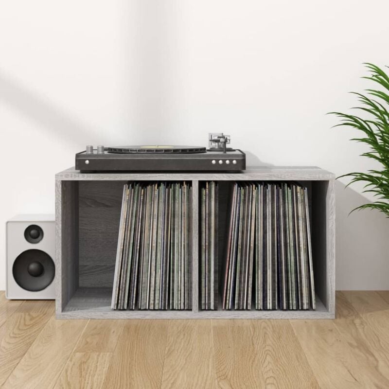 foto del prodotto contenitore vinili grigio sonoma 71x34x36 cm legno multistrato vidaxl