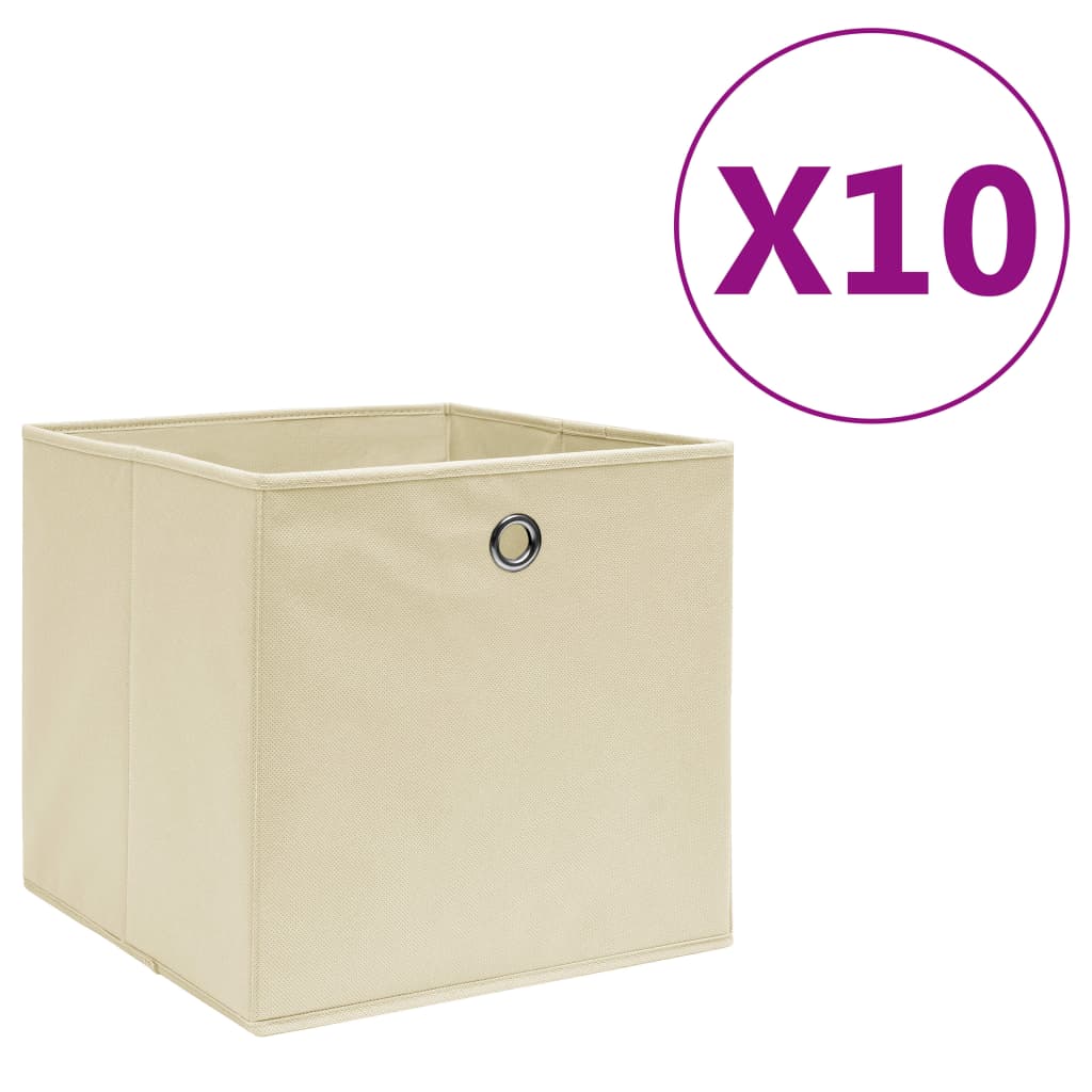 foto del prodotto contenitori 10 pz in tessuto non tessuto 28x28x28 cm crema cod mxl 45666