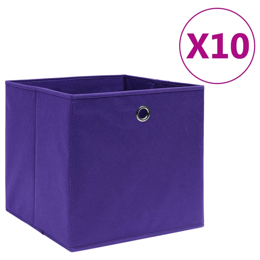 foto del prodotto contenitori 10 pz in tessuto non tessuto 28x28x28 cm viola cod mxl 41454